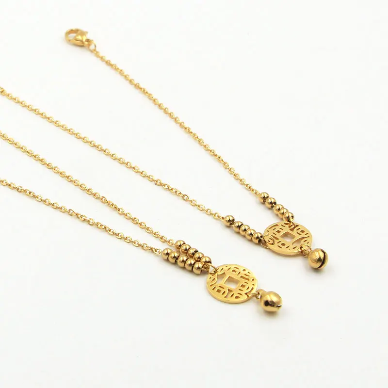 Медная монета и бусина в китайском стиле Колокольчик для женщин девочек браслет