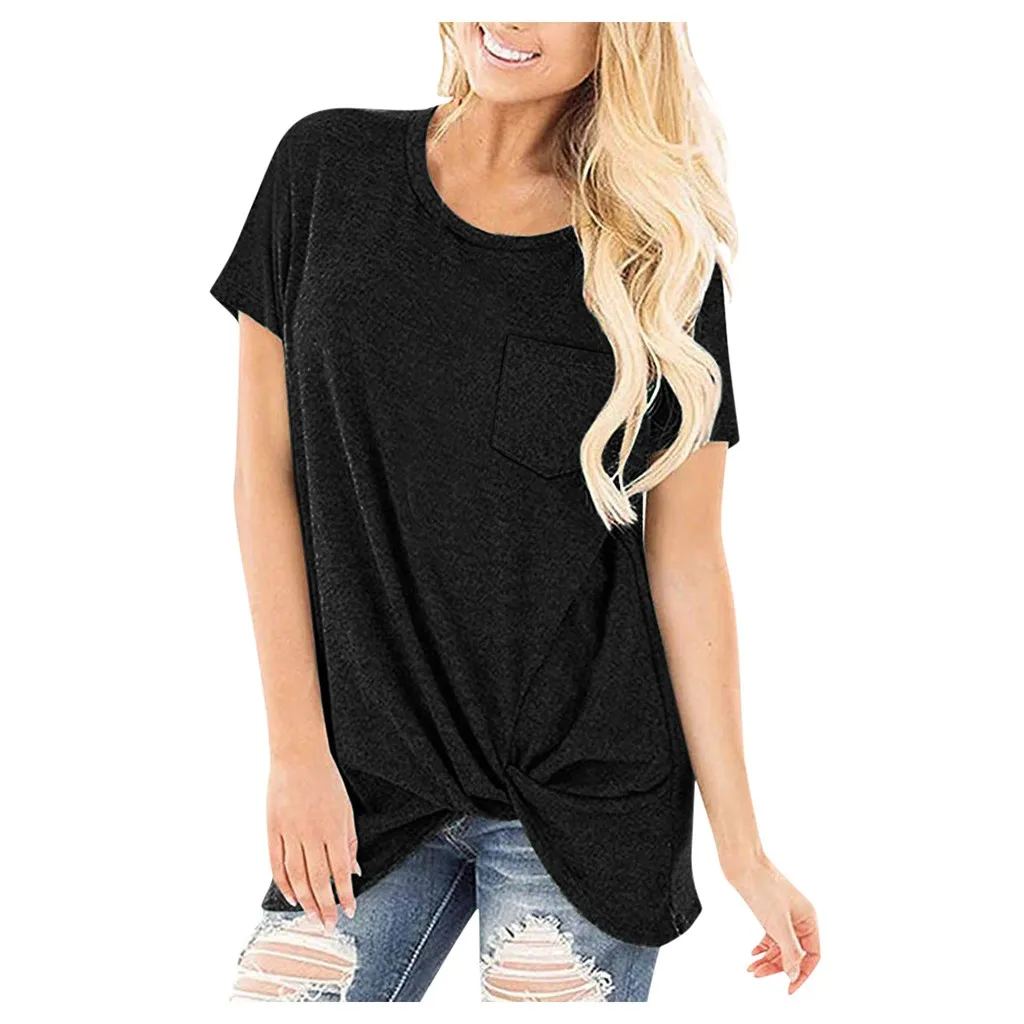 Женская Повседневная Туника с V-образным вырезом и коротким рукавом | одежда