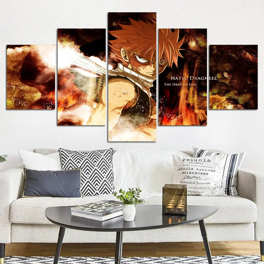 

No Framed Canvas 5 Pieces Japan Anime FAIRY TAIL Wall Art HD Posters Pictures Paintings Home Decor for Living Room Decorations