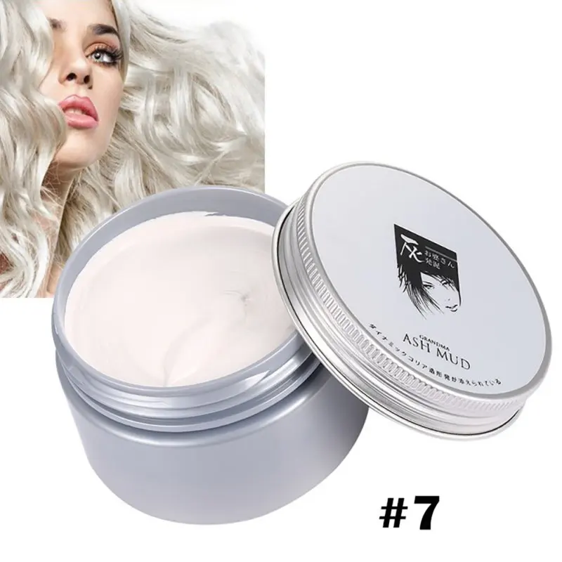 Temporary Hair Dye Cream Harajuku Style Hair Coloring Modeling Fashion Styling Tools 7 Color Grandma Grey Hair Color Wax Mud hair colour cream pomades modeling pomade hairstyle waxes ash wax hair color wax mud disposable modeling dye cream washable