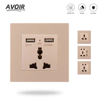 avoir universal socket with 2 1a usb national standard plug plastic panel power adapter socket outlet electrical 86mm86mm