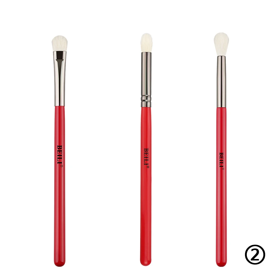 kit 2 BEILI Amber 3 шт. Профессиональный набор кистей для макияжа глаз кисть для теней Косметика Тени для век подводка для бровей натуральные волосы макияж - Handle Color: kit 2
