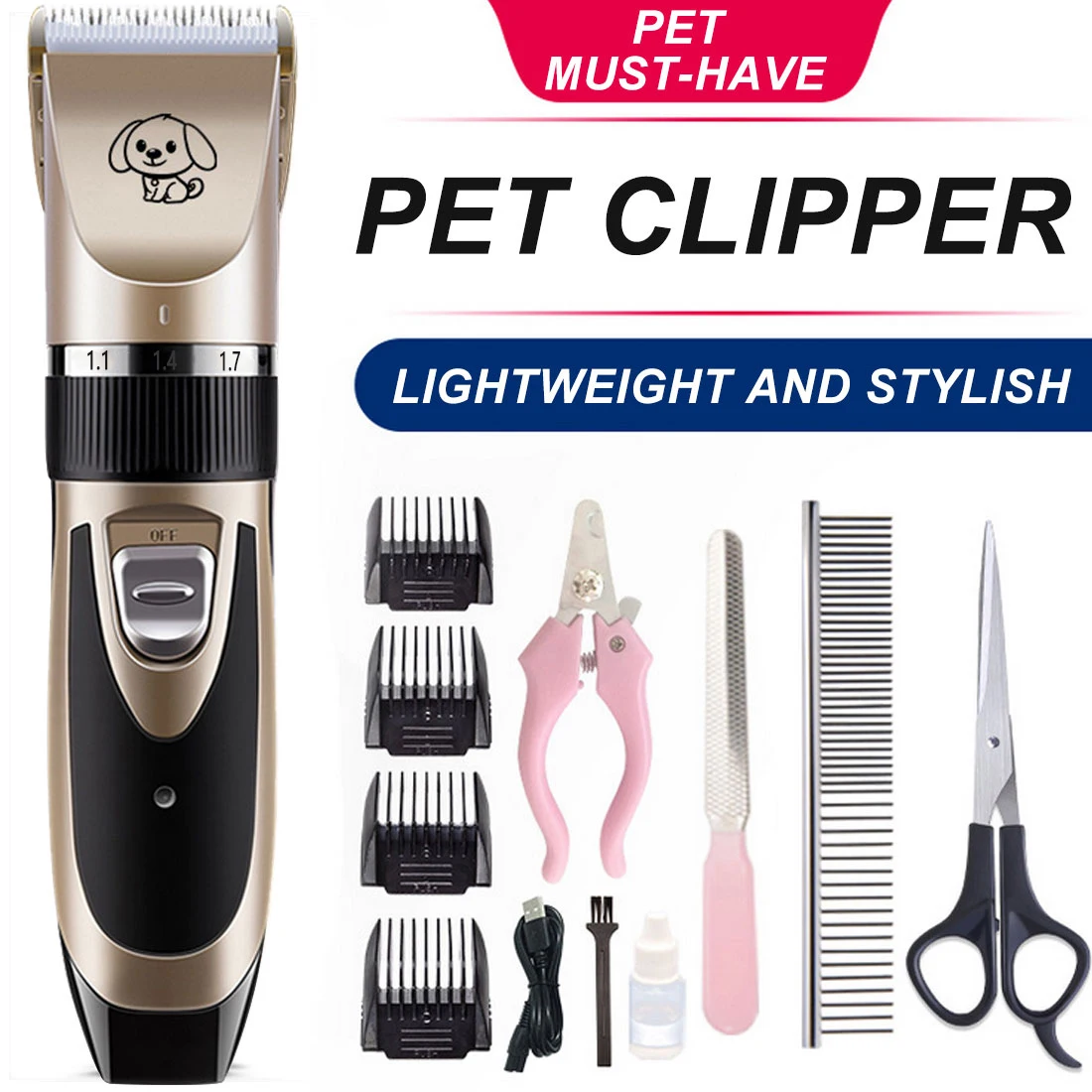 

Electrical Pet Clipper Rechargeable USB Cat Dog Hair Trimmer Shaver Set Animals Hair Cutting Machine Dog Hair Remover Grooming