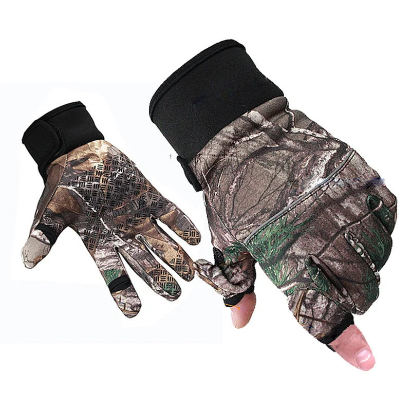 Forest camouflage Новые березовые или камышовые мужские охотничьи перчатки с камуфляжным узором, перчатки для катания на лыжах, пеших прогулок, рыбалки, летне-осенние камуфляжные уличные перчатки - Цвет: Forest camouflage