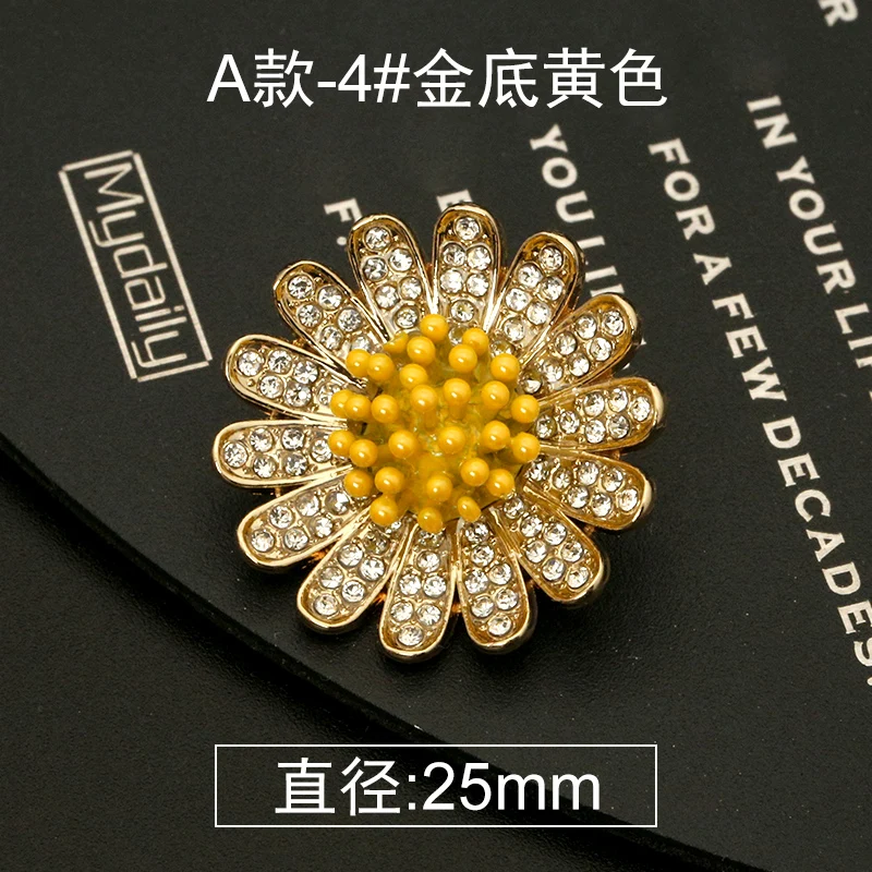

6pcs Shell Peral SunFlower Diamond Vintage Golden Metal Buttons for Clothing Diy Sewing Decor Coats Suit Women Needlework