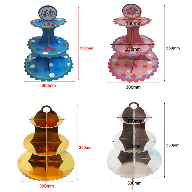 3 уровневая подставка для торта и Фруктовая тарелка круглая картонная кекса