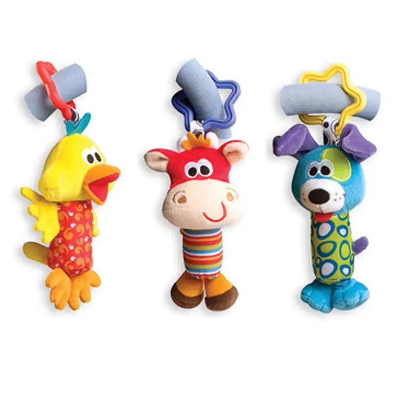 

Baby Stroller Crib Hanging Rattles Infant Baby Toys Gifts Baby Kids shadow Toys Cartoon Animal Plush Hand Bell J0498