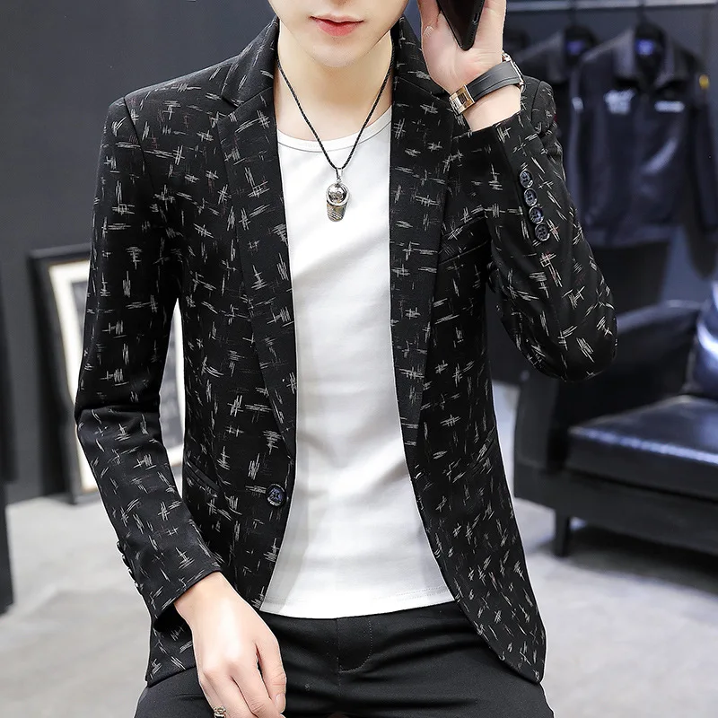 Новый мужской костюм HOHO 2022 года с принтом приталенный Молодежный жаккардовый