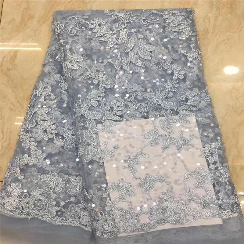 

Embroided Sequins Lace Fabric Bridal Purple Sequence Embroidery Elegant French African Nigerian Latest Design Style High End