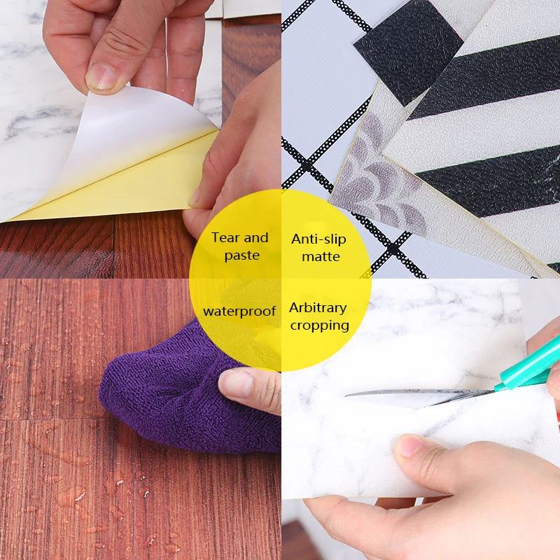 20x20cm pvc floor stickers self adhesive kitchen bathroom decoration wall stickers wear resistant waterproof marble tile decora free global shipping