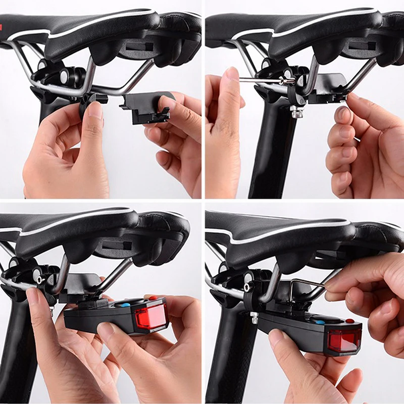 

Anti Theft Alarm System USB Charging Wireless Remote Control LED Bicycle Tail Lamp Safety Warning Lamps