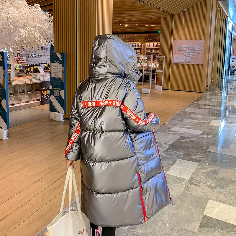 Женское длинное пальто с подкладкой из хлопка Свободное выше колена ярким