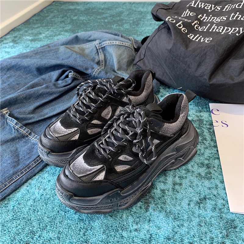 Брендовые винтажные кроссовки в стиле ретро на платформе Женская Осенняя