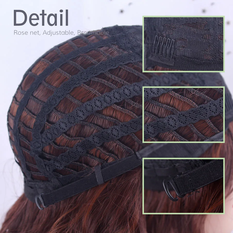 

Short Brown Wavy Wig with Bangs Synthetic Women's Wig 14 inches Natural Wig Cosplay Daily False Hair Heat Resistant Fiber