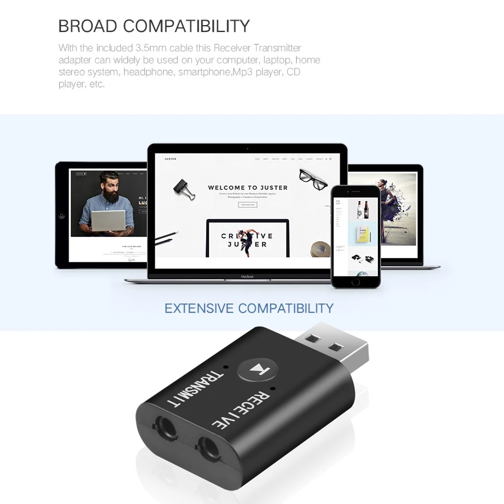 Bluetooth 5.0 Car Kit Audio tx rx 2 In 1 Receiver Transmitter aptx AUX RCA USB Adapter 3.5mm Jack For Earphone TV Auto | Автомобили и