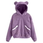 Пушистые толстовки, Женский свитшот, милая шапка с ушками медведя, теплый пуловер на осень и зиму, верхняя одежда с длинным рукавом, флисовое пальто Moletom, новинка