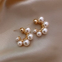 zn elegant metal inlaid pearl earrings for woman fashion jewelry 2021 new luxury wedding party girls unusual earrings jewelry
