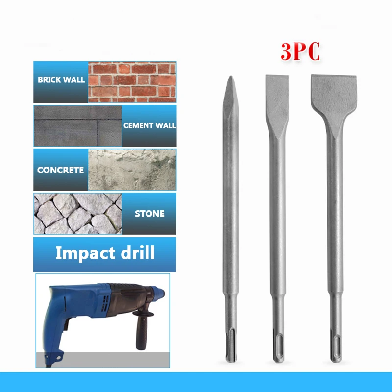 

Electric Hammer Chisel Round Shank Pointed Flat Groove Gouge Chisel Impact Drill Bit Concrete Wall Excavation Drilling