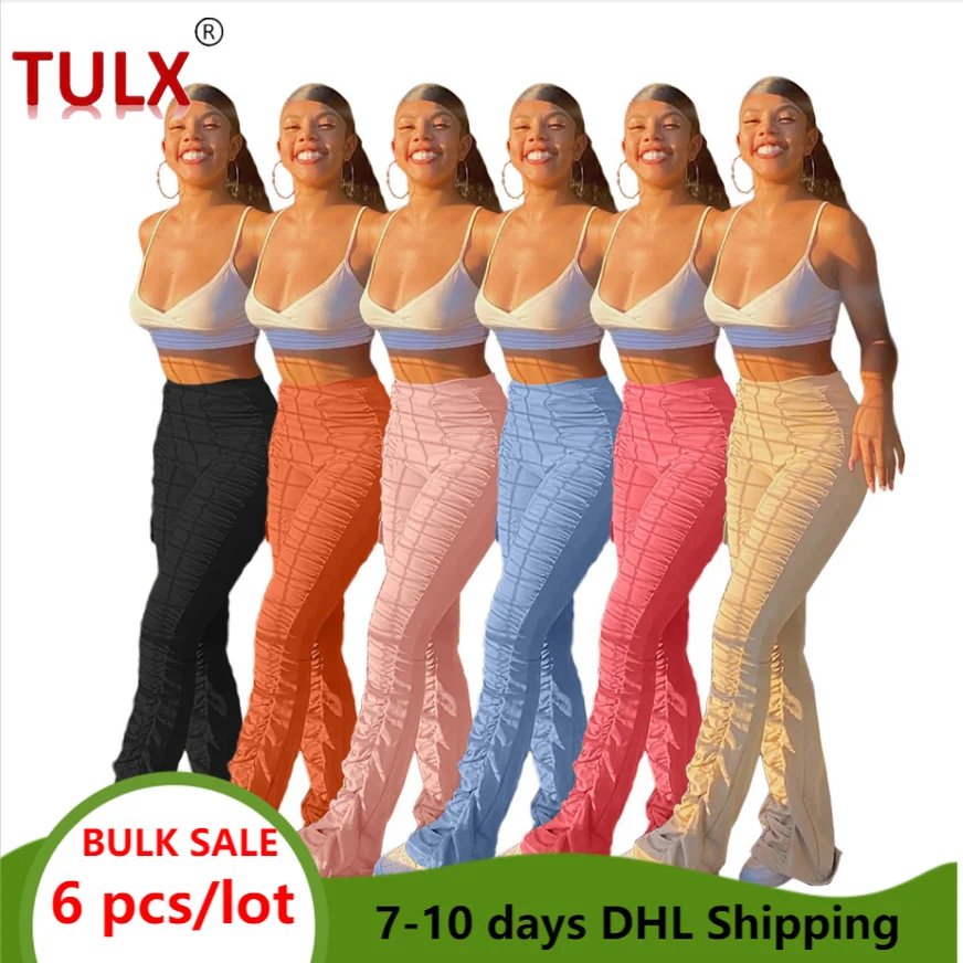 

Однотонные осенне-зимние расклешенные брюки, повседневные женские брюки, красочные брюки с высокой талией, брюки с разрезом, оптовая продажа товаров 6870