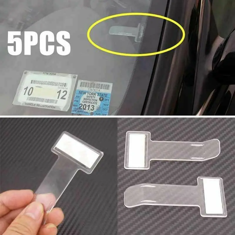 

5Pcs Car Parking Ticket Permit Holder Clip Tickets Folder Time Note Holder T-shape Folder For Sticker Windscreen Window For Auto
