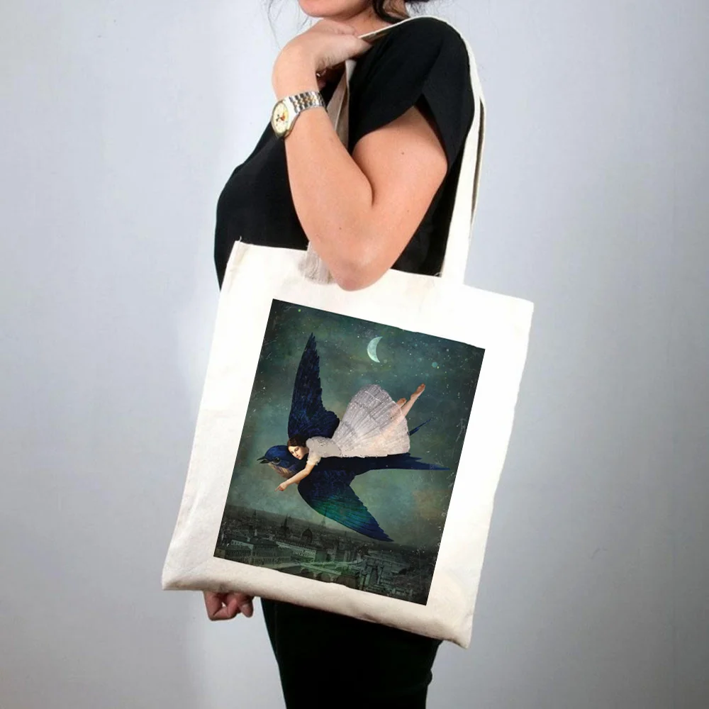 

Shopper Fuji Mountain sunrise fog Printed Tote Bag women Harajuku shopper handbag girl Shoulder shopping bag Lady Canvas Bag