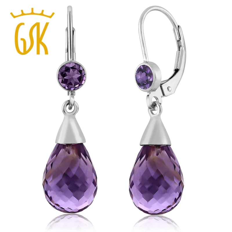 Женские классические серьги GemStoneKing 925 Висячие из серебра пробы 10 00 Ctw Briolette с