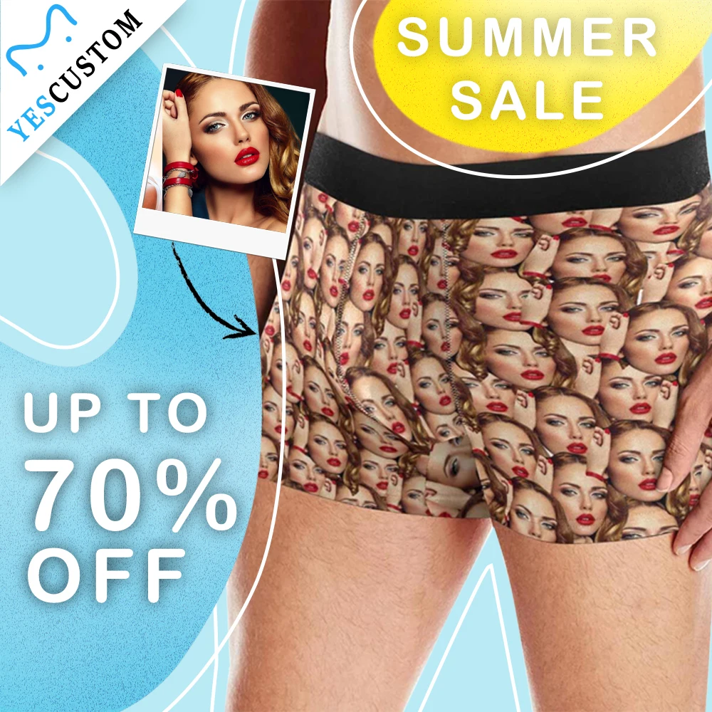 M YesCustom Бесшовные Мужские трусы боксеры с индивидуальным рисунком лица забавным