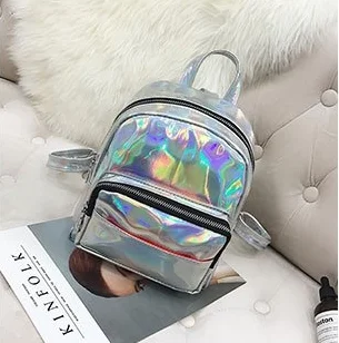 Женские кожаные рюкзаки разноцветные розовые серебристые для