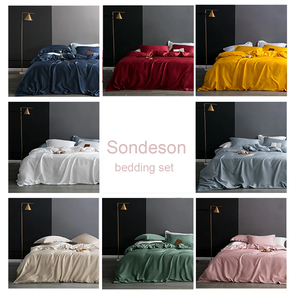 

SONDESON LUXURY 100% SILK GREEN BEDDING SET 25 MOMME SILK HEALTHY SKIN DUVET COVER SET FLAT SHEET PILLOWCASE QUEEN KING BED SET
