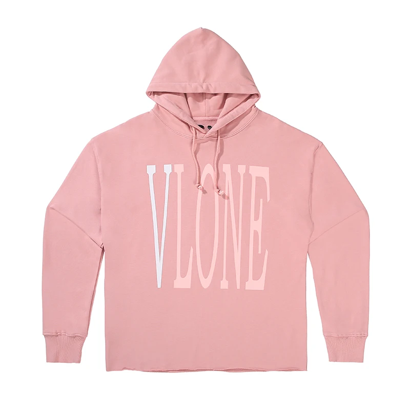 

2021Vlone Spring and Autumn New Products Pink Big V Hoodie for Men and Women Lovers Loose High Street Hooded Sweater Jacket