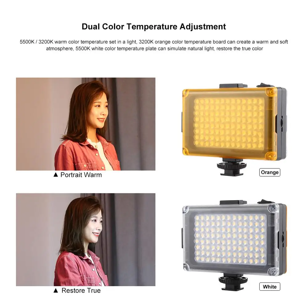 Светильник PULUZ 104 светодиода для фото и видеостудии с белыми оранжевыми
