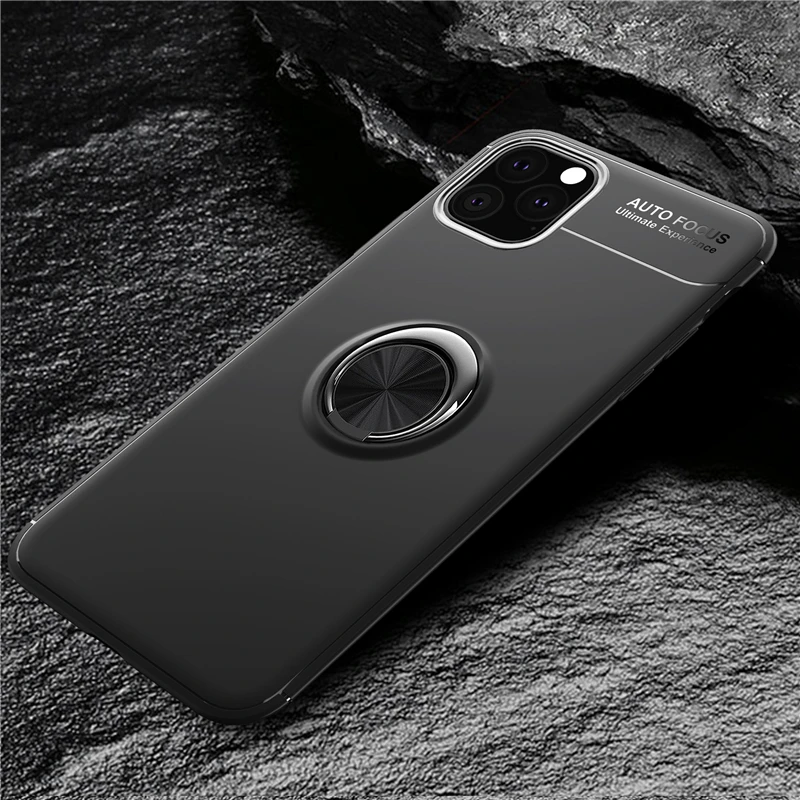 Для iPhone 11 Pro Max чехол для телефона металлический палец кольцо матовый мягкий термополиуретан силиконовый задняя крышка для iPhone 11 противоударный жесткий чехол для телефона