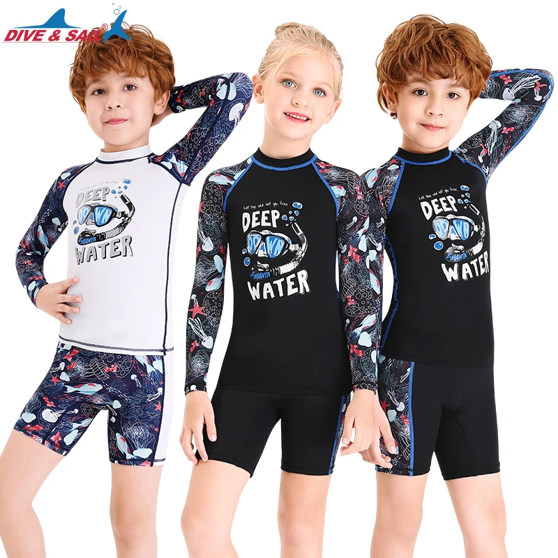 Купальные костюмы из двух предметов для мальчиков и девочек детские купальные с