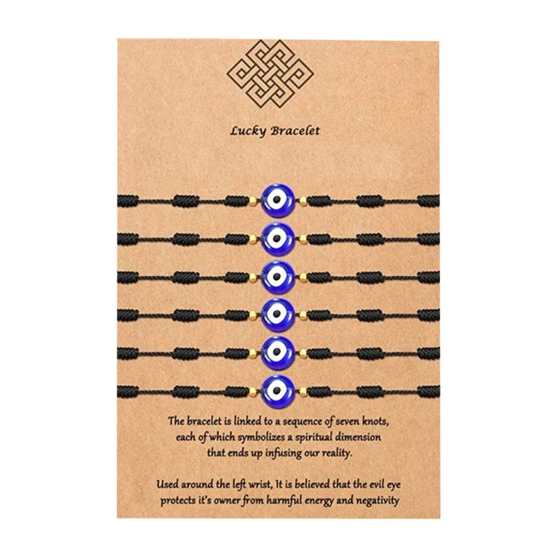 

6Pcs Kabbalah Bracelet 7 Knots of Red Thread Unisex Adjustable Eye Protection Good Luck Bracelet Kit With Wish Card