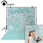 Виниловый фон для фотосъемки новорожденных с изображением весеннего пейзажа синего и белого цветов