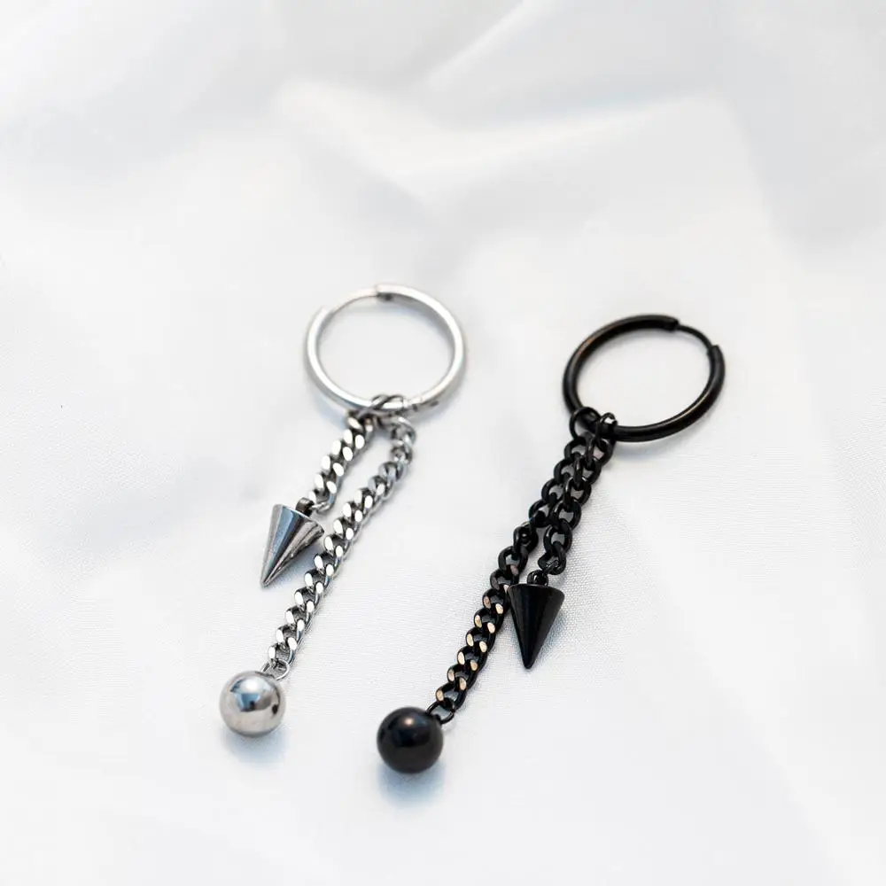 Модные черные панковские серьги из нержавеющей стали с зажимом для ушей кулоны в