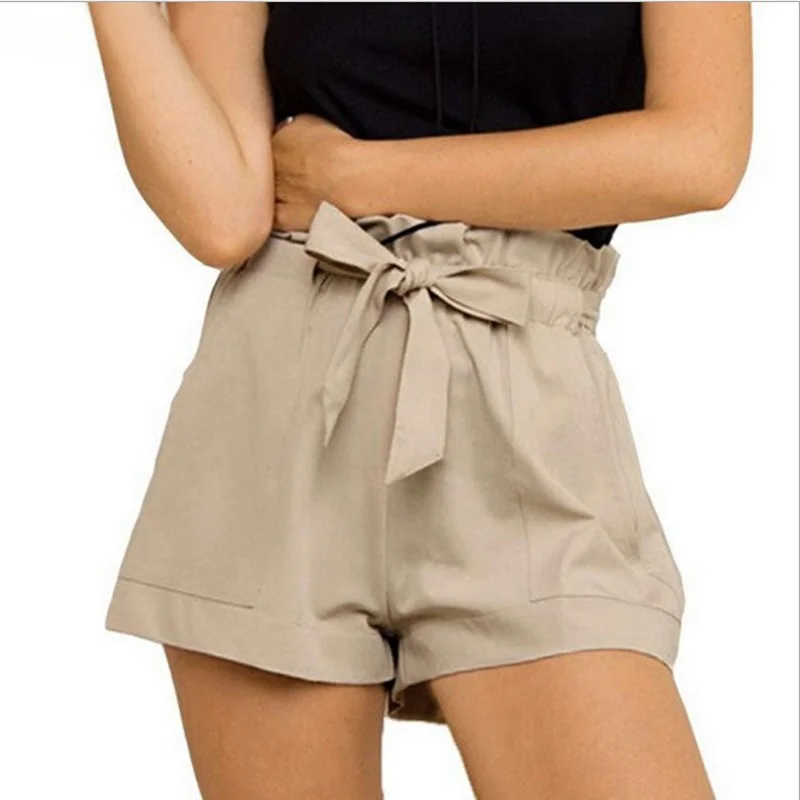

2021 Pleated A-line Middle Waist Shorts White 5 Size 6 Color Women's Drawstring Shorts AAA Quality
