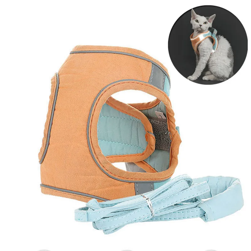 

Adjustable Dog Cat Harness Vest With Walking Lead Leash Puppy Kitten Accessories For Small Medium Dogs Breathable Leash Set