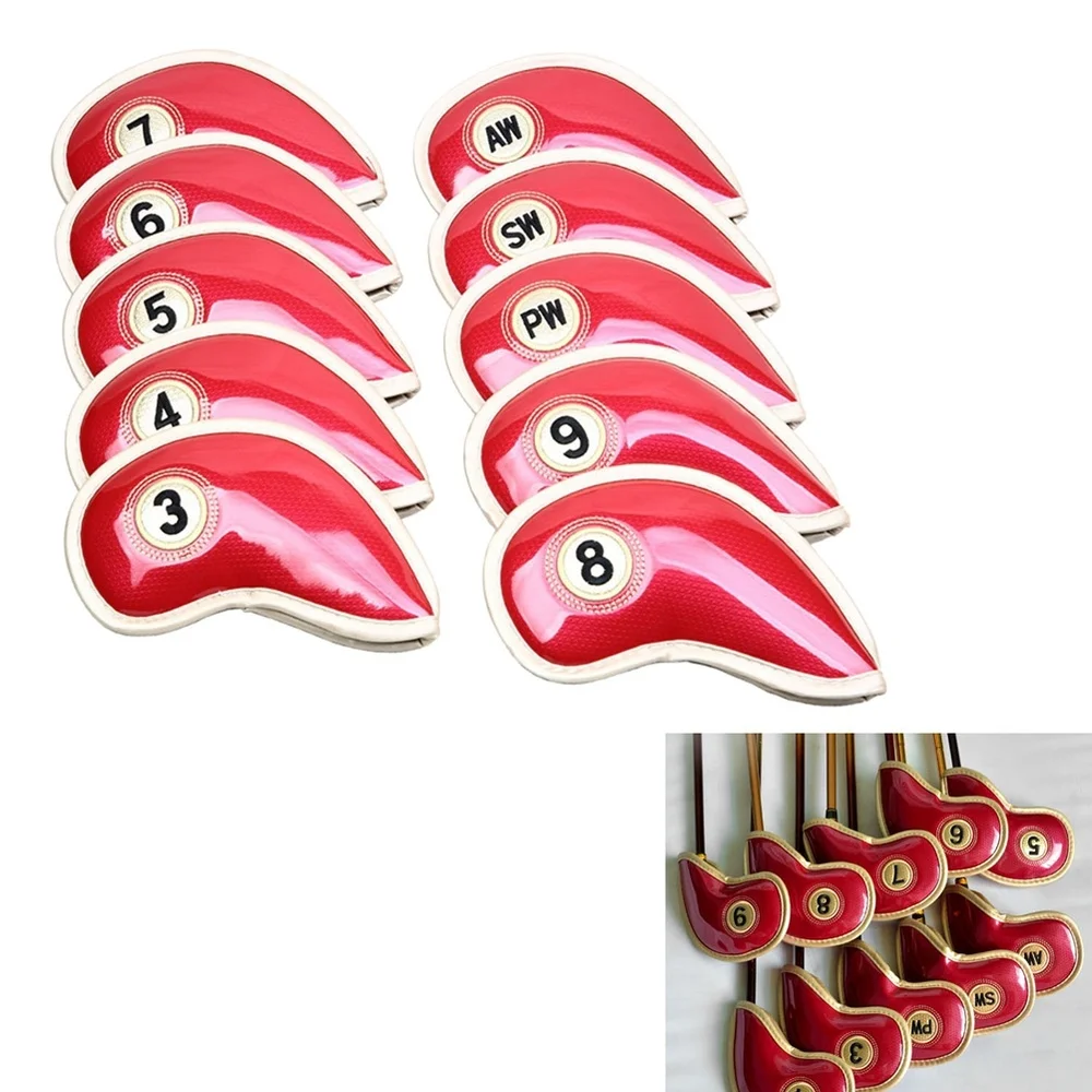 

10Pcs Durable Head Cover Set Iron Head Covers Club Head Cover Water-resistant PU Leather Fit For Yamaha Wilson Refl