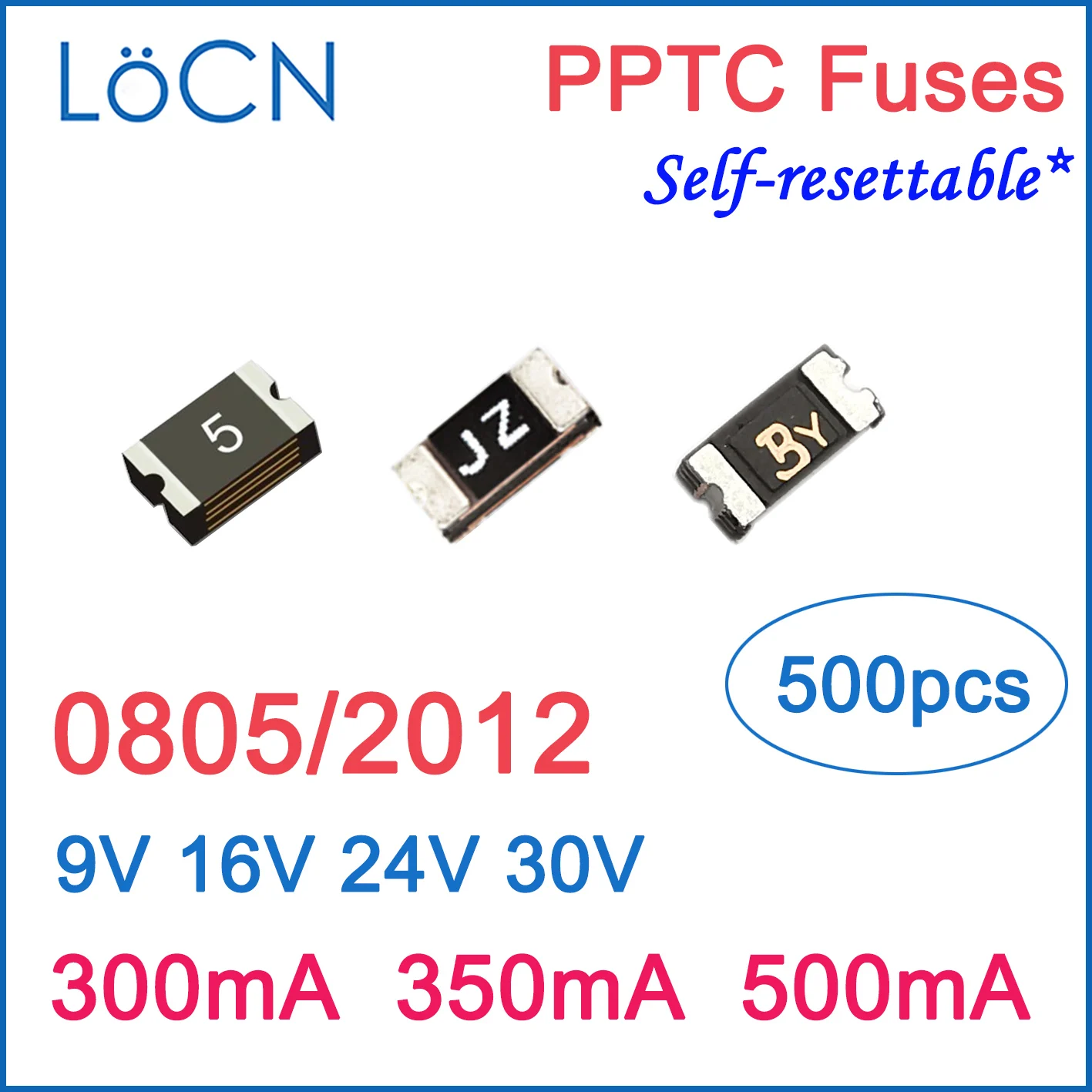 

Fuses PPTC 0805 2012 300mA 350mA 500mA 0.3A 0.35A 0.5A 9V 16v 24v 30v SMD self Resettable Made in china high quality 500pcs