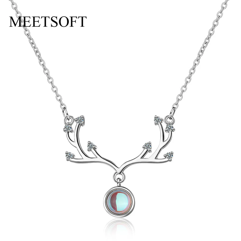 MEETSOFT посеребренное ожерелье с подвеской Минималистичная цепочка до ключиц