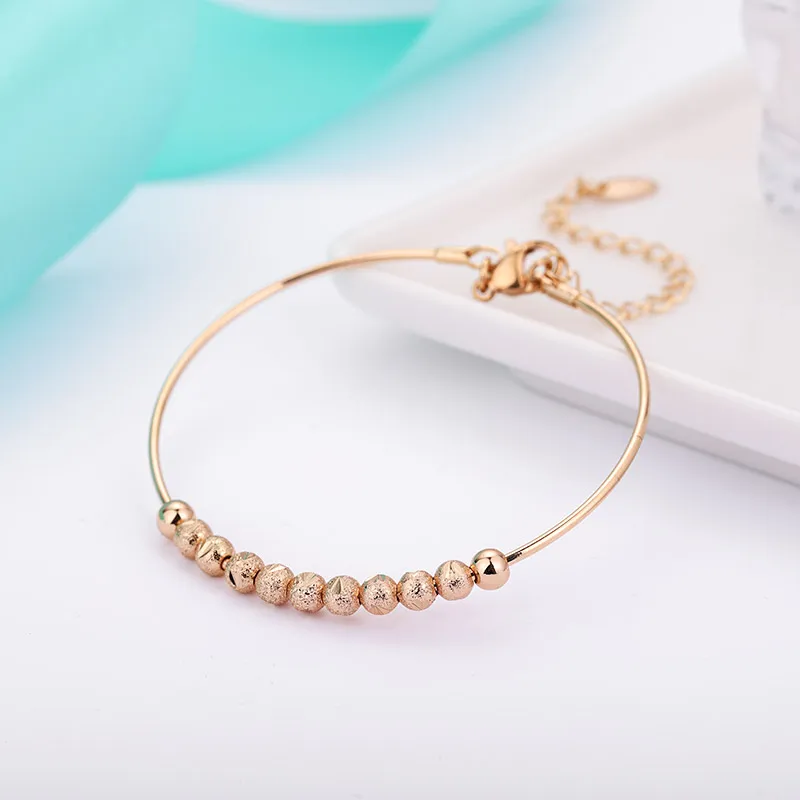 Женский металлический браслет MAIKALE регулируемый золотистого цвета с бусинами