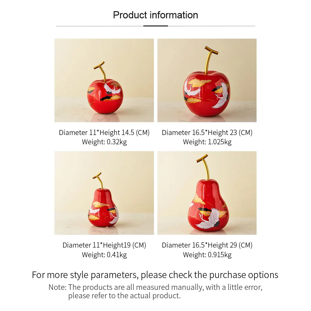 

Doodle Fruit Ceramic Sculpture Creative Graffiti Apple Pear Ornaments Modern Desktop Decoration Craft Home Living Room Decor