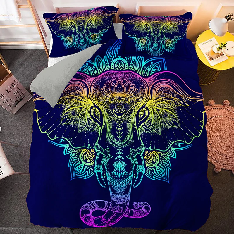 Милые животные постельные принадлежности набор пододеяльник богемный слон