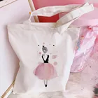 Новый Для женщин Повседневное Сумки-холсты розовый девочка танец балет принт хозяйственная сумка для девушек, сумка в руку, многоразовые большой Ёмкость Сумка-тоут сумки