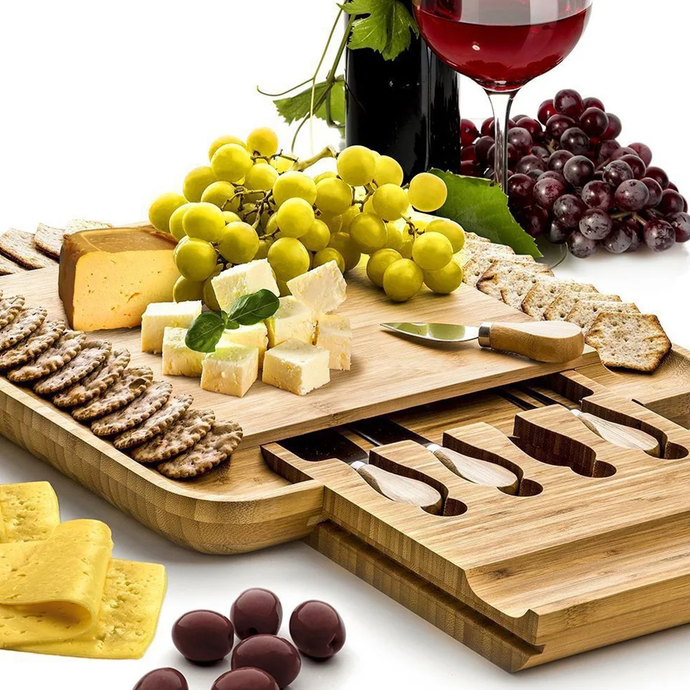 1 Набор прочная Бытовая бамбуковая доска для сыра и набор резцов сервировочная