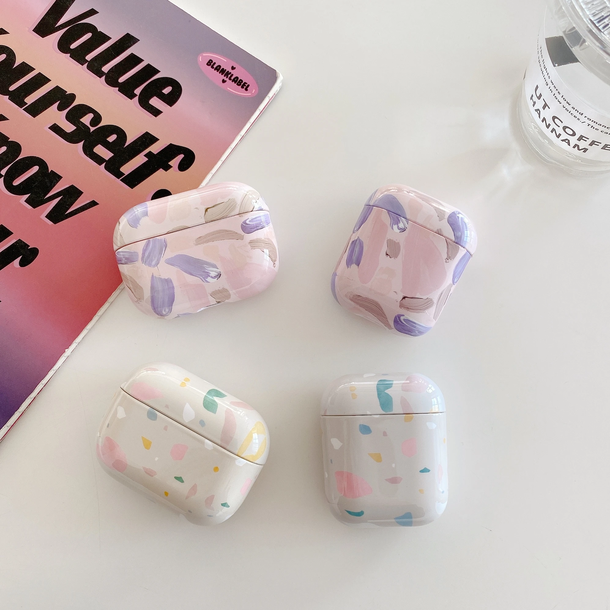 

Роскошный пластиковый чехол для наушников Airpods 1 2 3 pro, чехлы с акварельным узором, Coque, противоударные Чехлы для Airpods, защитный чехол