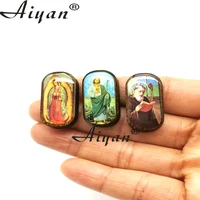 25 pieces religious accessories st jude and jesus mary reading old man perforated wood can made into diy bracelets and necklaces