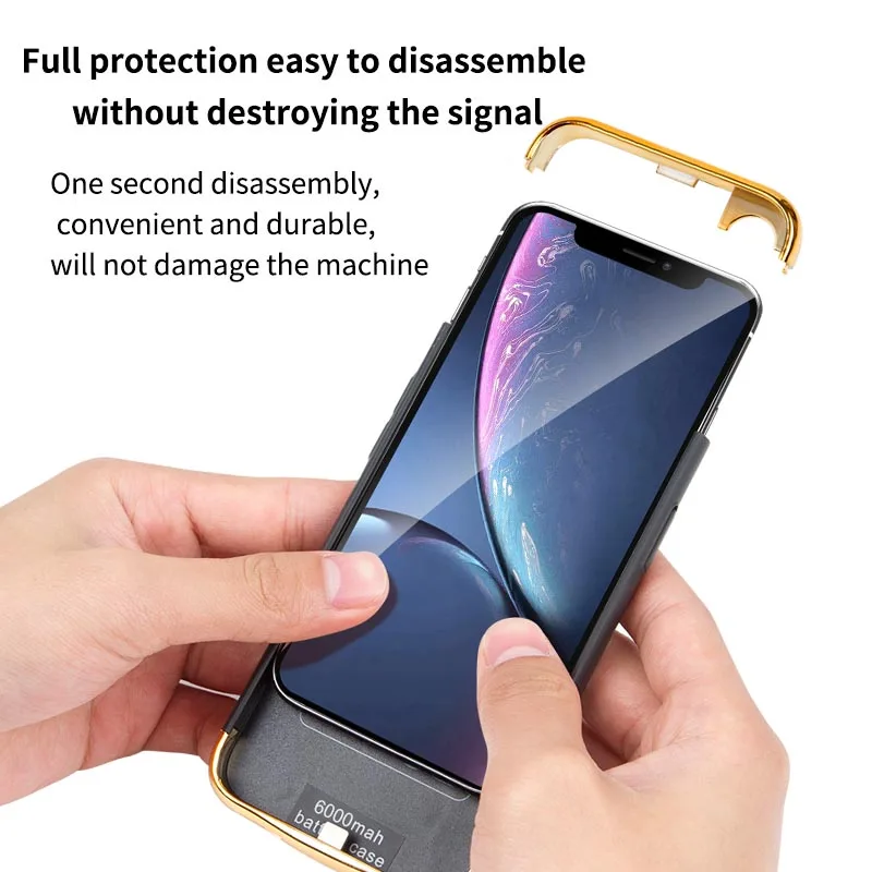 Чехол для аккумулятора XR 6000 мАч iPhone трехступенчатая пластина металлическая