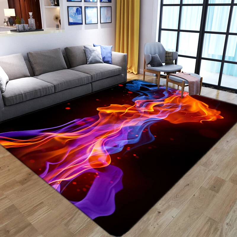 

3D gorgeous flame Printed Carpets for Living Room Sofa Area Rugs Modern Home Decor Anti-slip Washable Bedroom Bedside Floor Mats